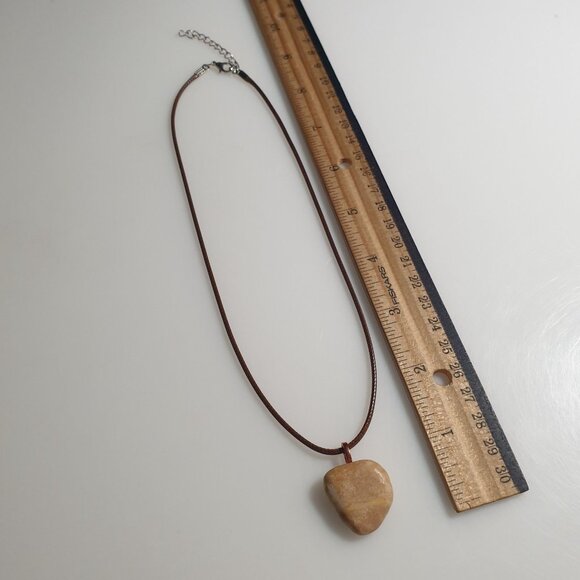 Natural Polished Stone Pendant Necklace Adjustable Earth Boho Jewelry Handmade - Picture 5 of 5